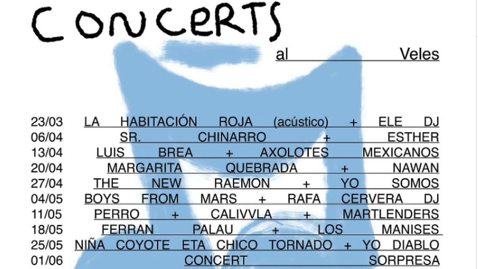 Cartell de la primera edició del cicle Concerts al Veles
