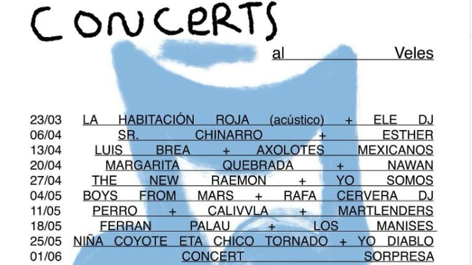 Cartell de la primera edició del cicle Concerts al Veles