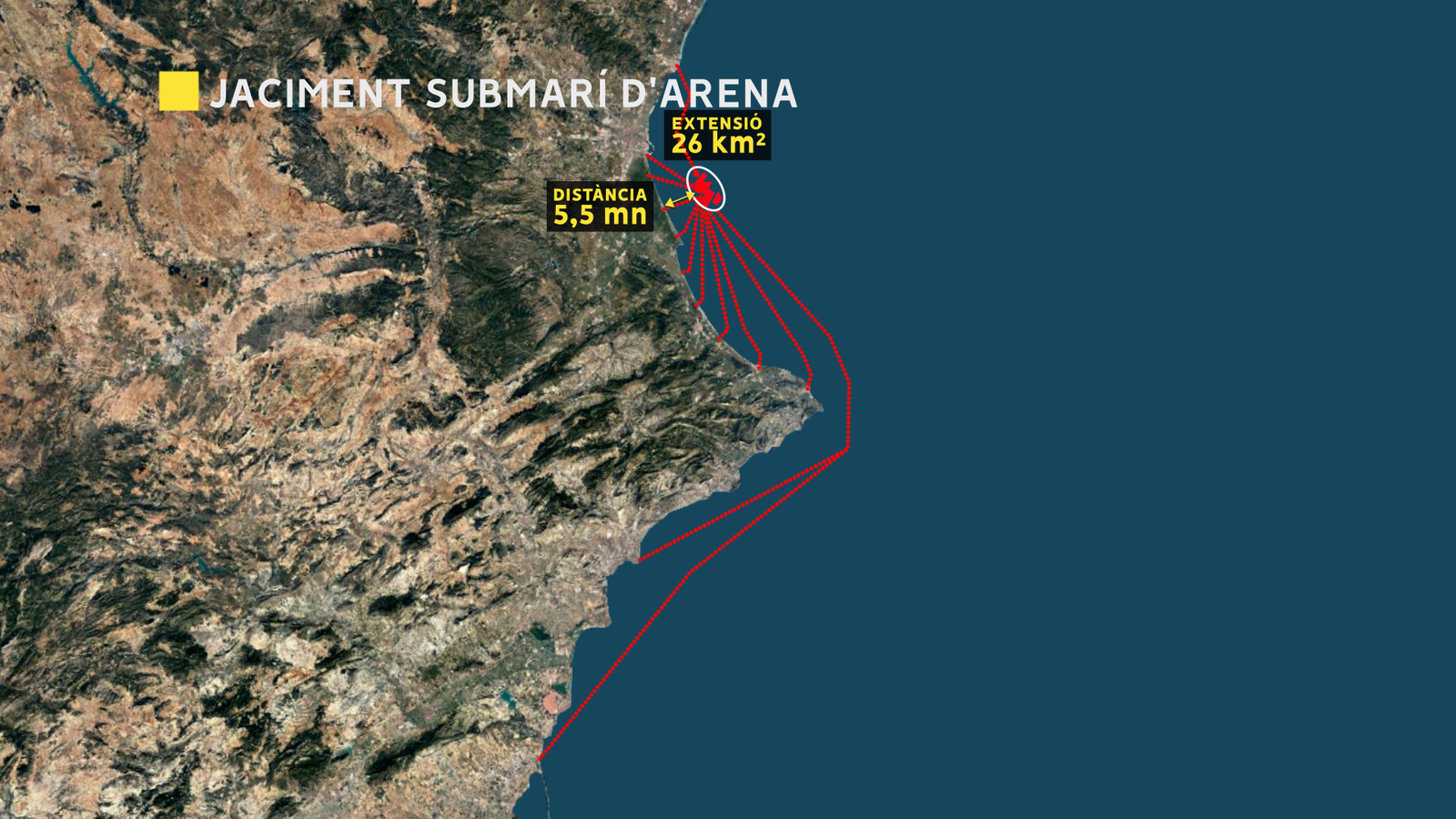 Platges que es regeneraran amb l'arena estreta del jaciement
