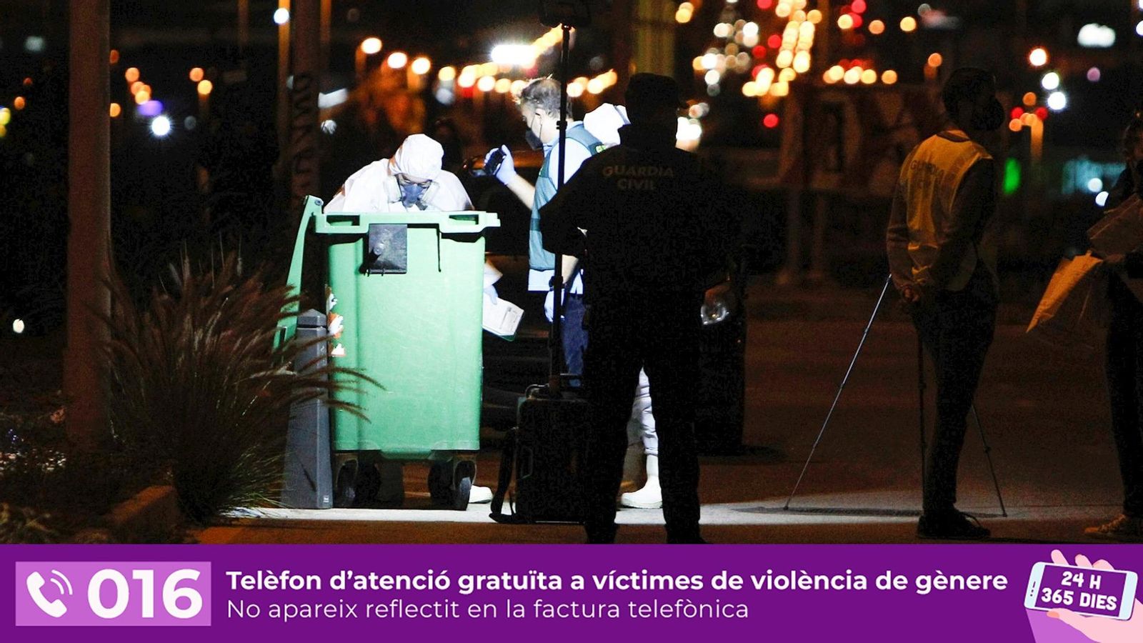 Agents de la Guàrdia Civil revisen un contenidor a Torrevella