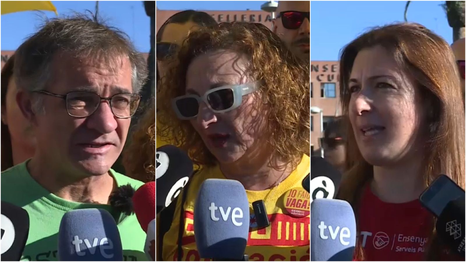 Roda de premsa dels representants sindicals a la porta de la Conselleria d'Educació