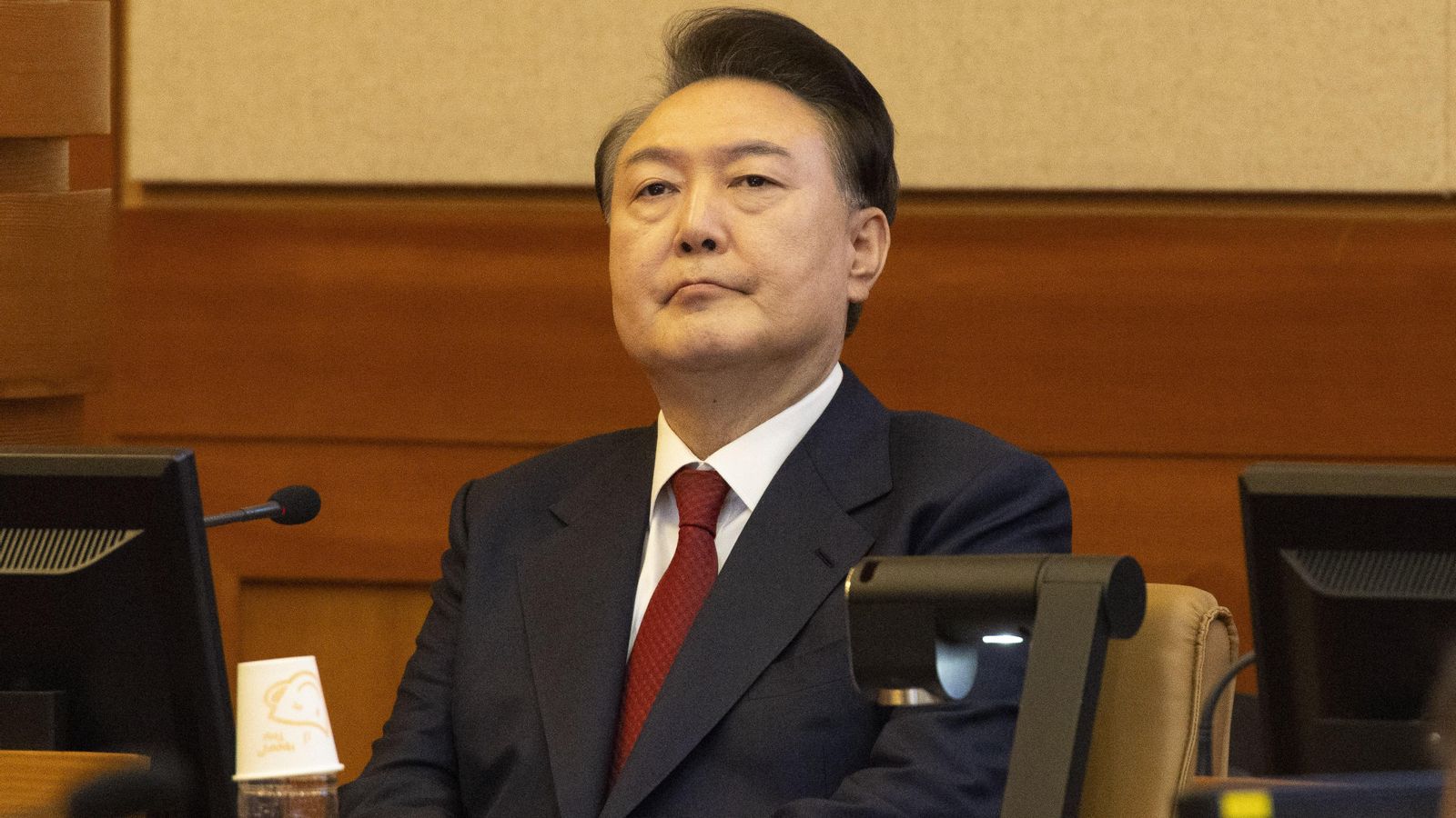 El president de Corea del Sud, Yoon Suk-yeol, durant el seu juí El president de Corea del Sud, Yoon Suk Yeol, durant el seu juí