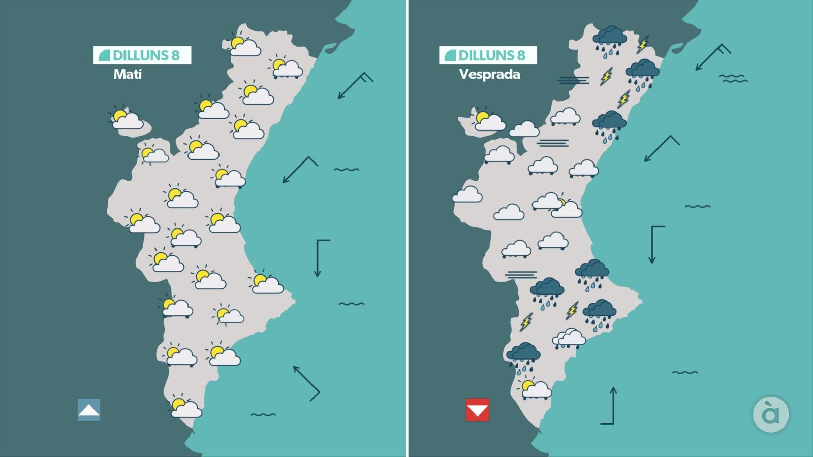 Previsió de l'oratge per a este dilluns