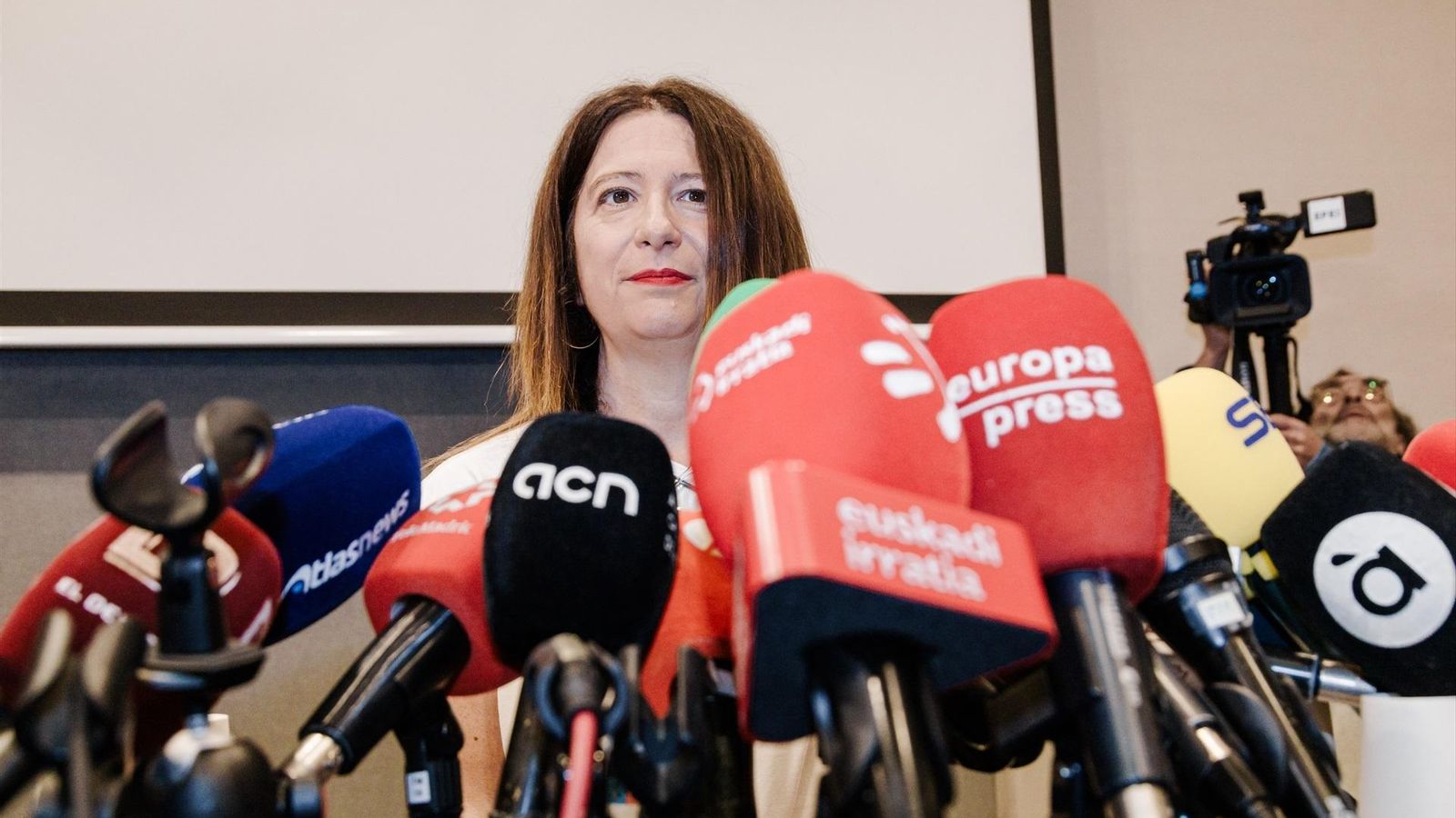 Leire Díez, este dimecres en una roda de premsa a Madrid