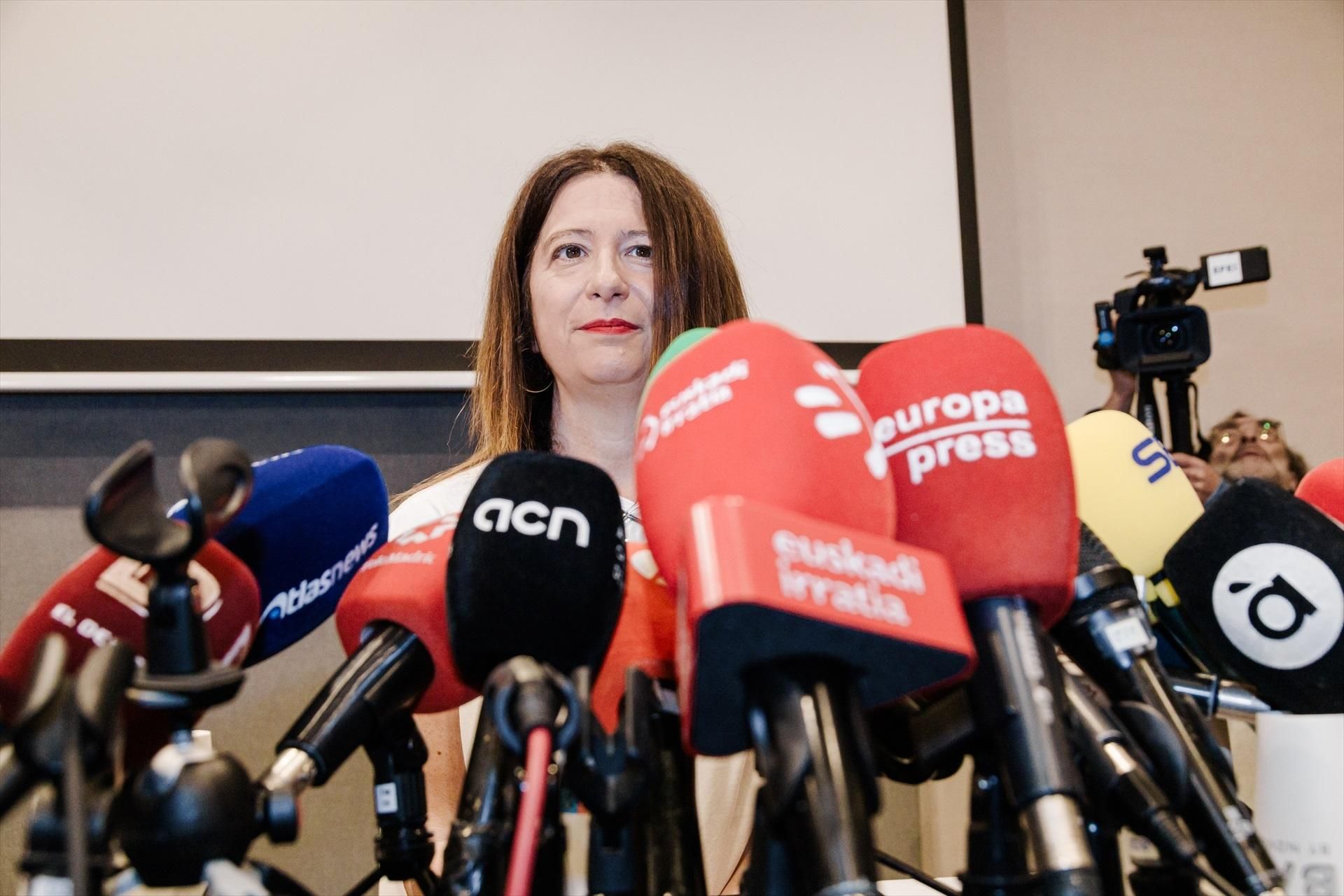 Leire Díez, este dimecres en una roda de premsa a Madrid