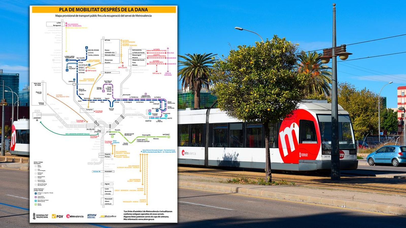 El nou mapa de transport públic és provisional fins a la recuperació del servei total de Metrovalencia