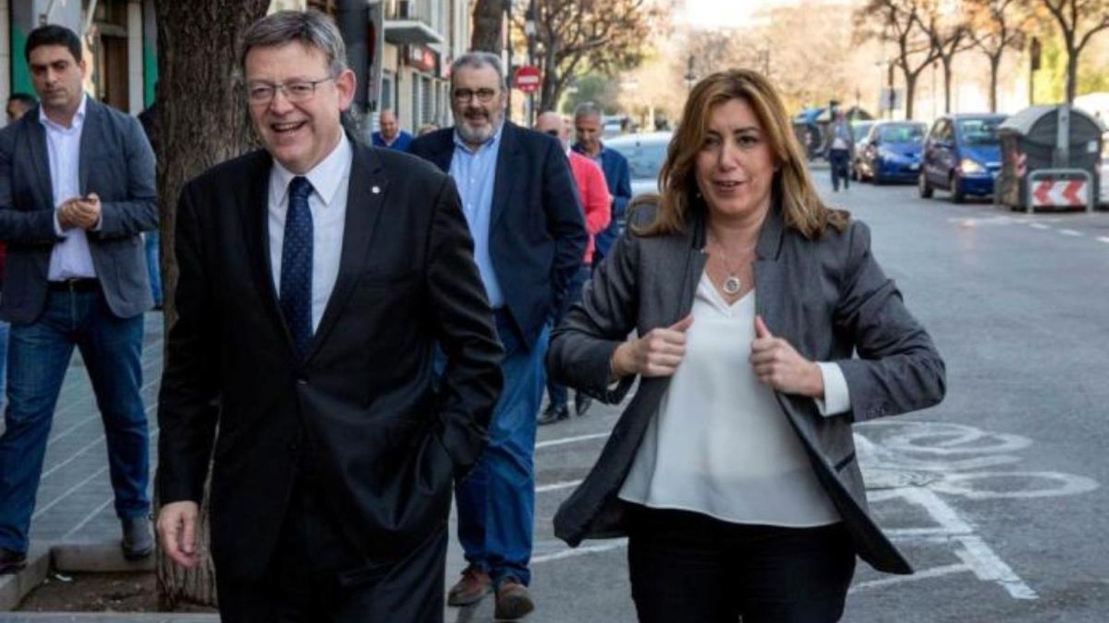 El president de la Generalitat Valenciana, Ximo Puig, al costat de la presidenta andalusa, Susana Díaz
