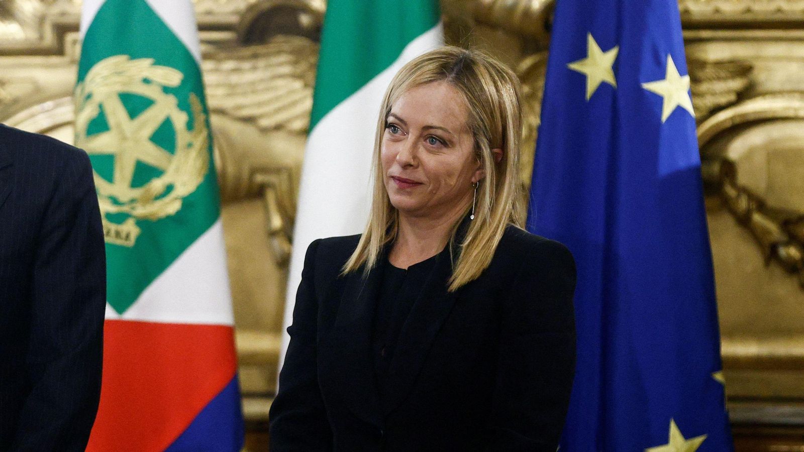 Meloni en la cerimònia de jurament del càrrec Meloni en la cerimònia de jurament del càrrec
