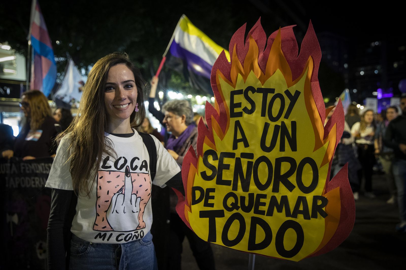 Un dels missatges feministes que omplin els carrers de València cada 8M