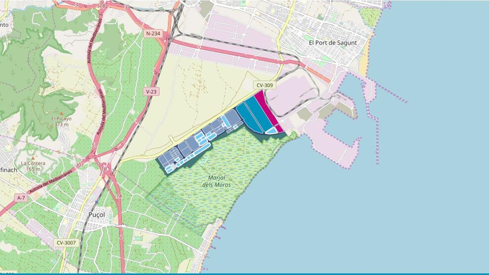 Plànol de les parcel·les del Parc de Sagunt