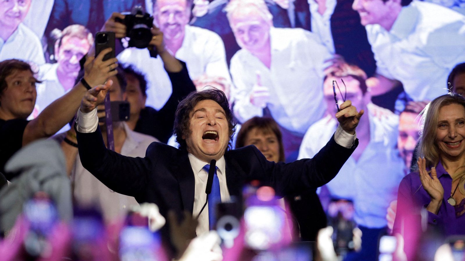 El president argentí, Javier Milei, durant la celebració dels resultats de les eleccions legislatives a Buenos Aires