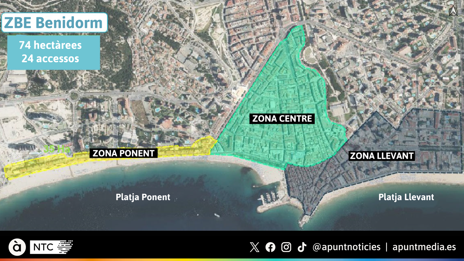 Mapa de les Zones de Baixes Emissios de Benidorm