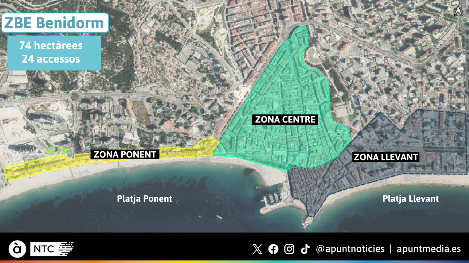 Mapa de les Zones de Baixes Emissios de Benidorm