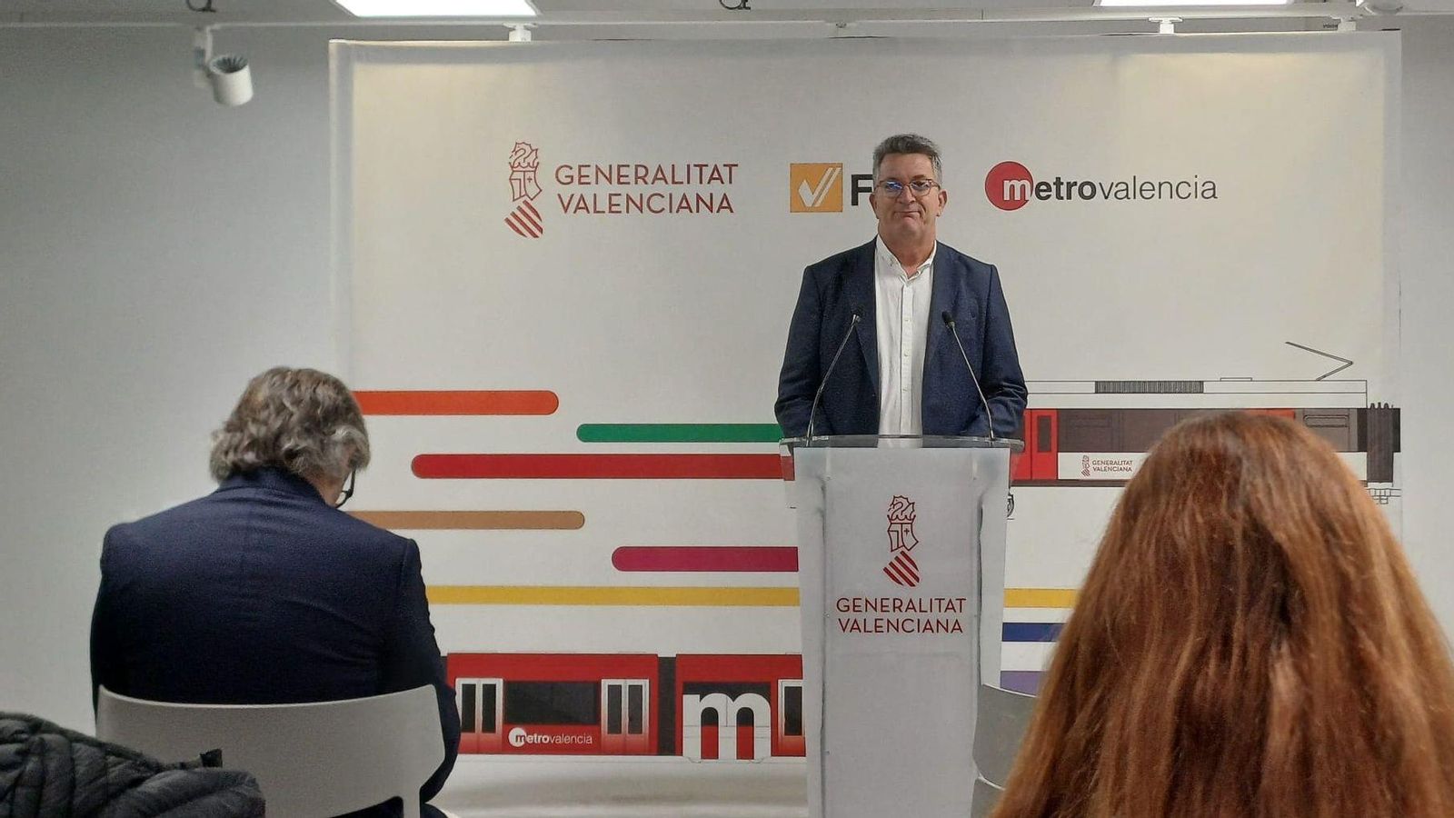 El conseller Martínez Mus en la roda de premsa que ha oferit este divendres per a anunciar la posada en funcionament del metro