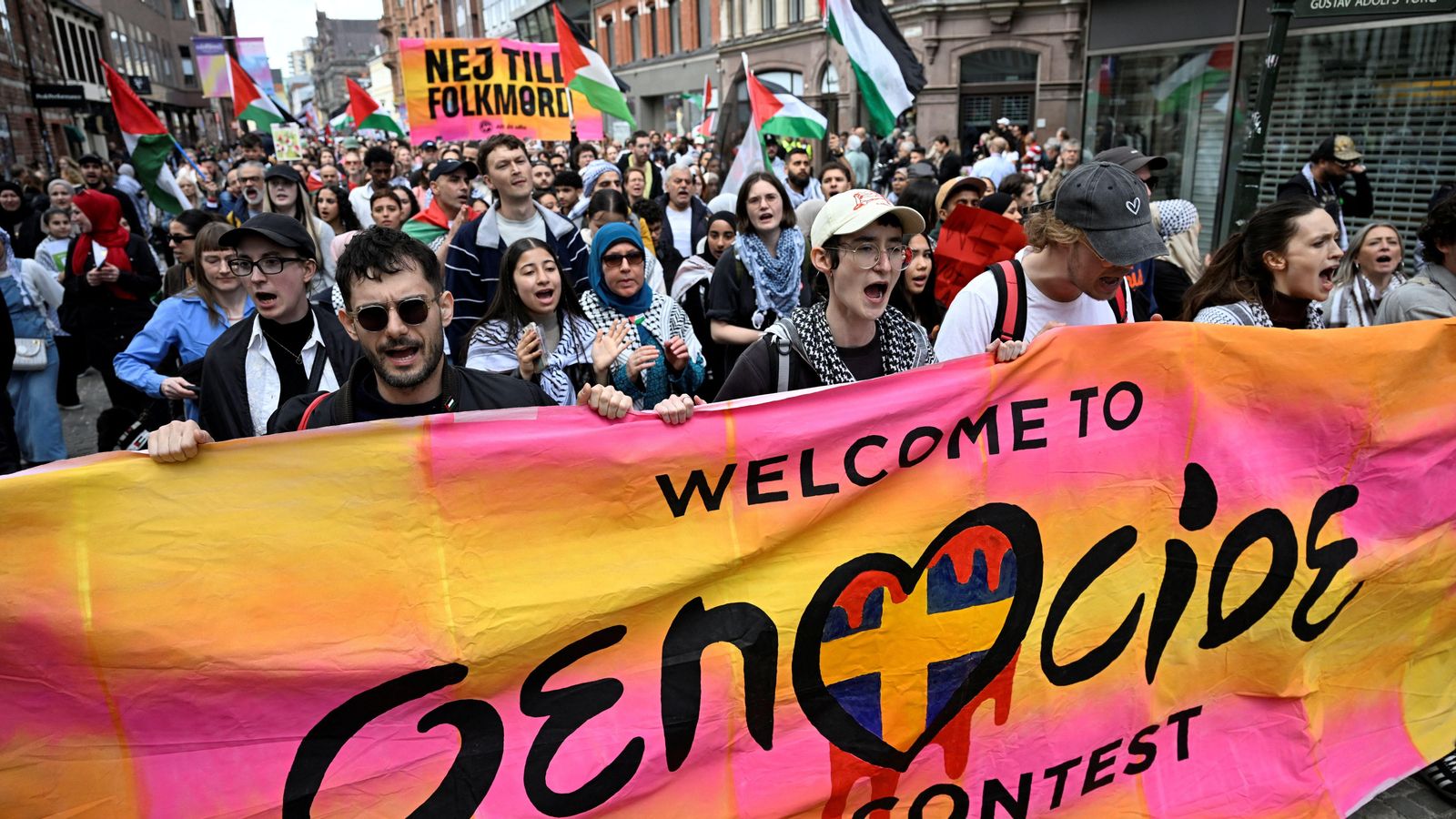 Protestes a Malmö en contra de la participació d'Israel a Eurovisió, este dissabte