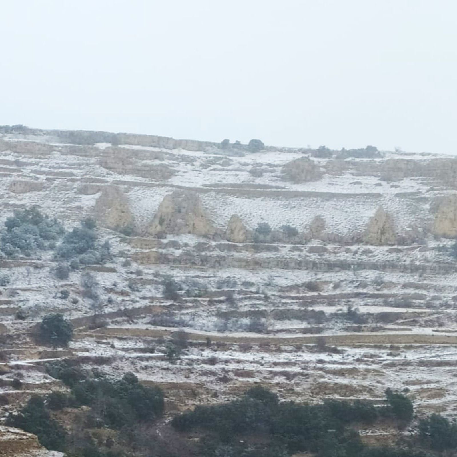 Ares del Maestre, aquest 5 de gener de 2024, amb les primeres neus