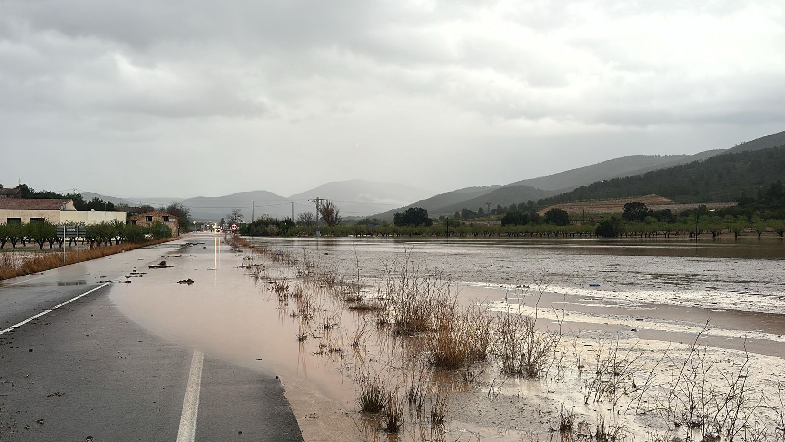 La carretera CV-15 a l'entrada als Ivarsos (Plana Alta)