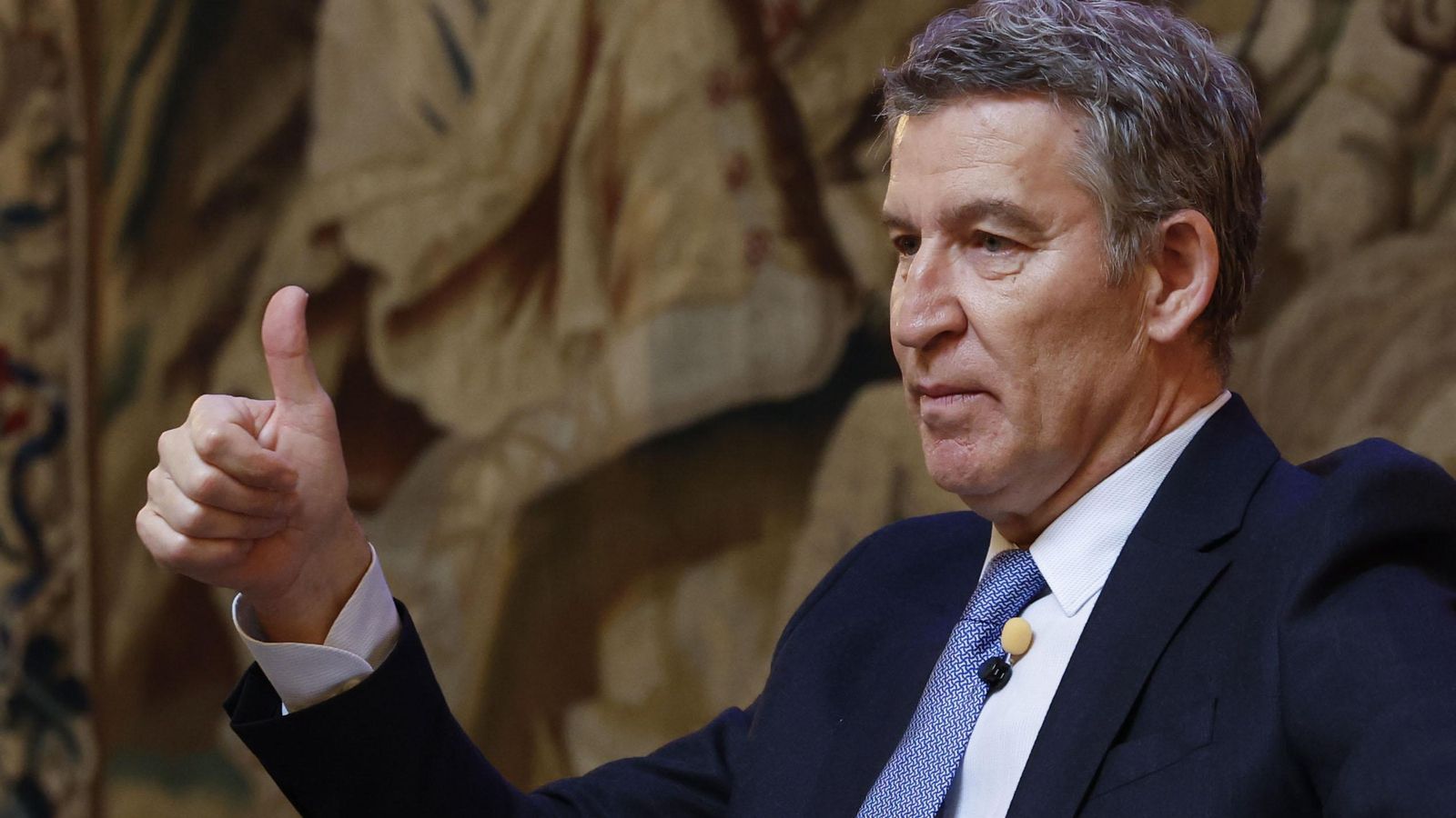 El president del PP, Alberto Núñez Feijóo, durant la seua intervenció en el fòrum 'Nous reptes, noves respostes', este dimarts a Madrid