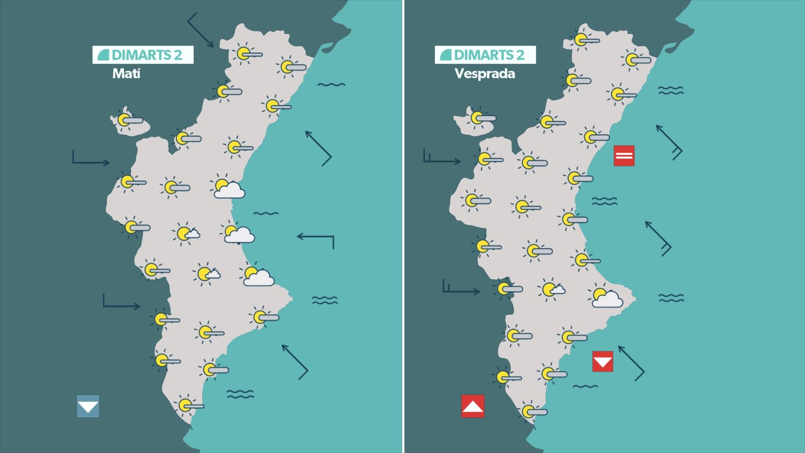 Previsió meteorològica per a este dimarts, 2 de setembre