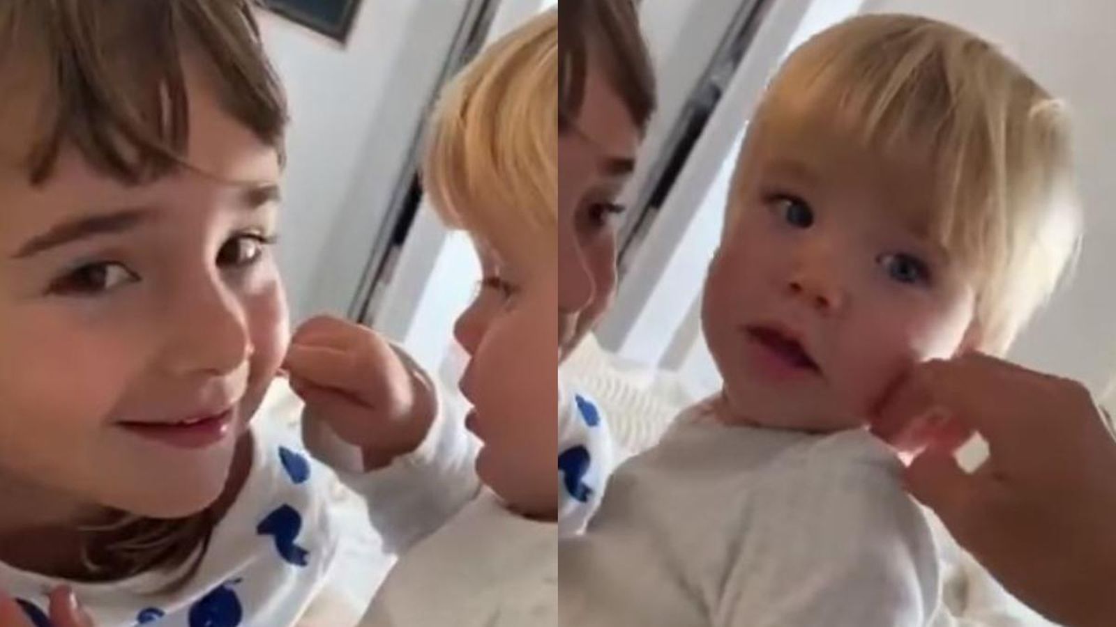 Captures del vídeo difós per la mare amb el rostres d'Anna i Olivia, les  xiquetes desaparegudes a Tenerife