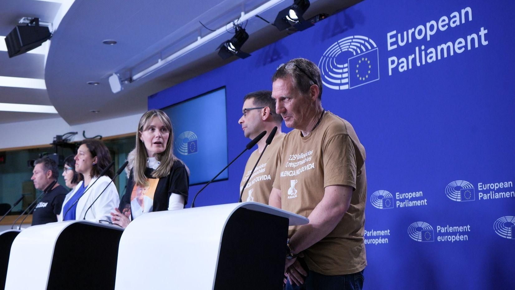 Víctimes de la dana al Parlament Europeu a Brussel·les