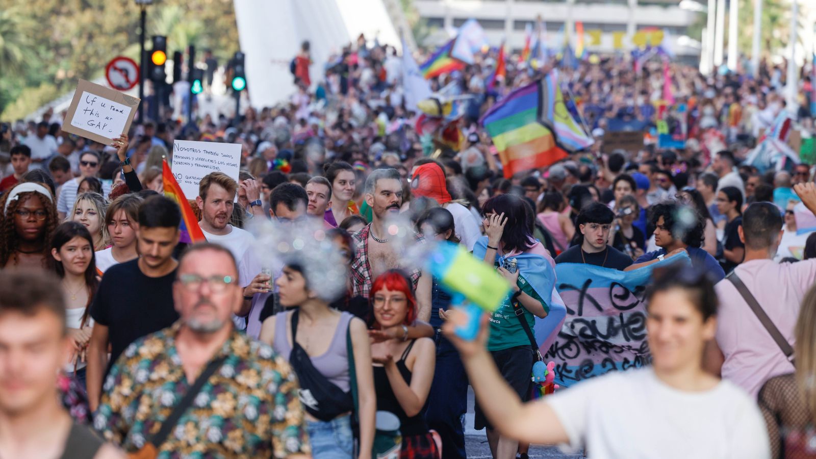 Manifestació en favor dels drets del col·lectiu LGTBIQ+ que va recórrer els carrers de València