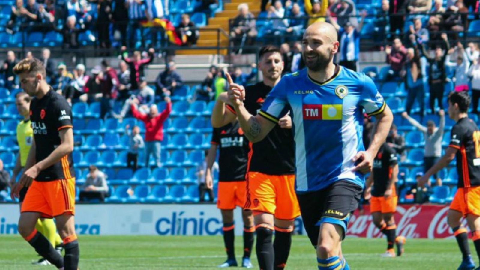 Chechu Flores, autor dels tres gols contra el València Mestalla