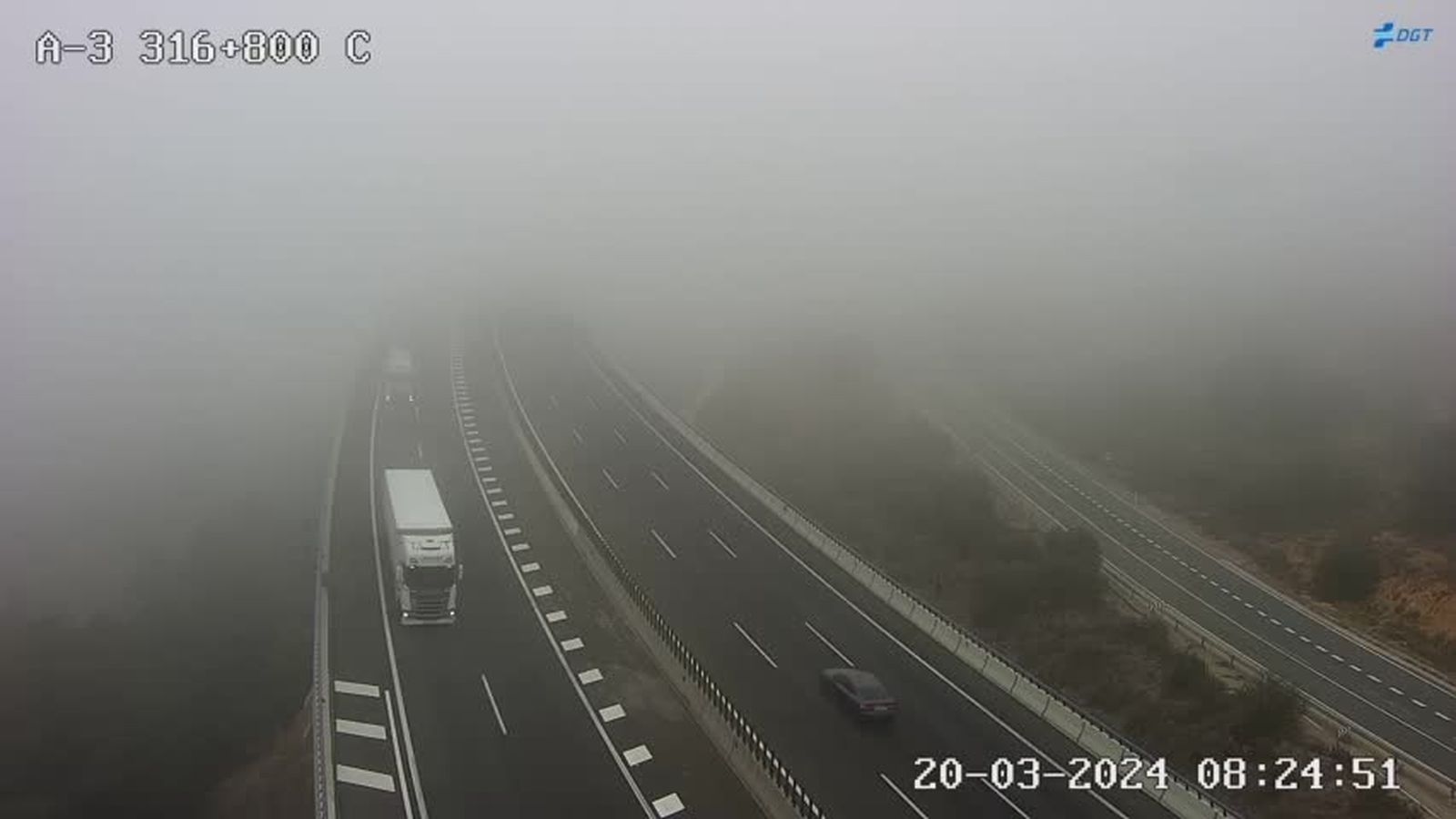 Vista de l'A3 cap a les huit i mitja del matí d'aquest dimecres