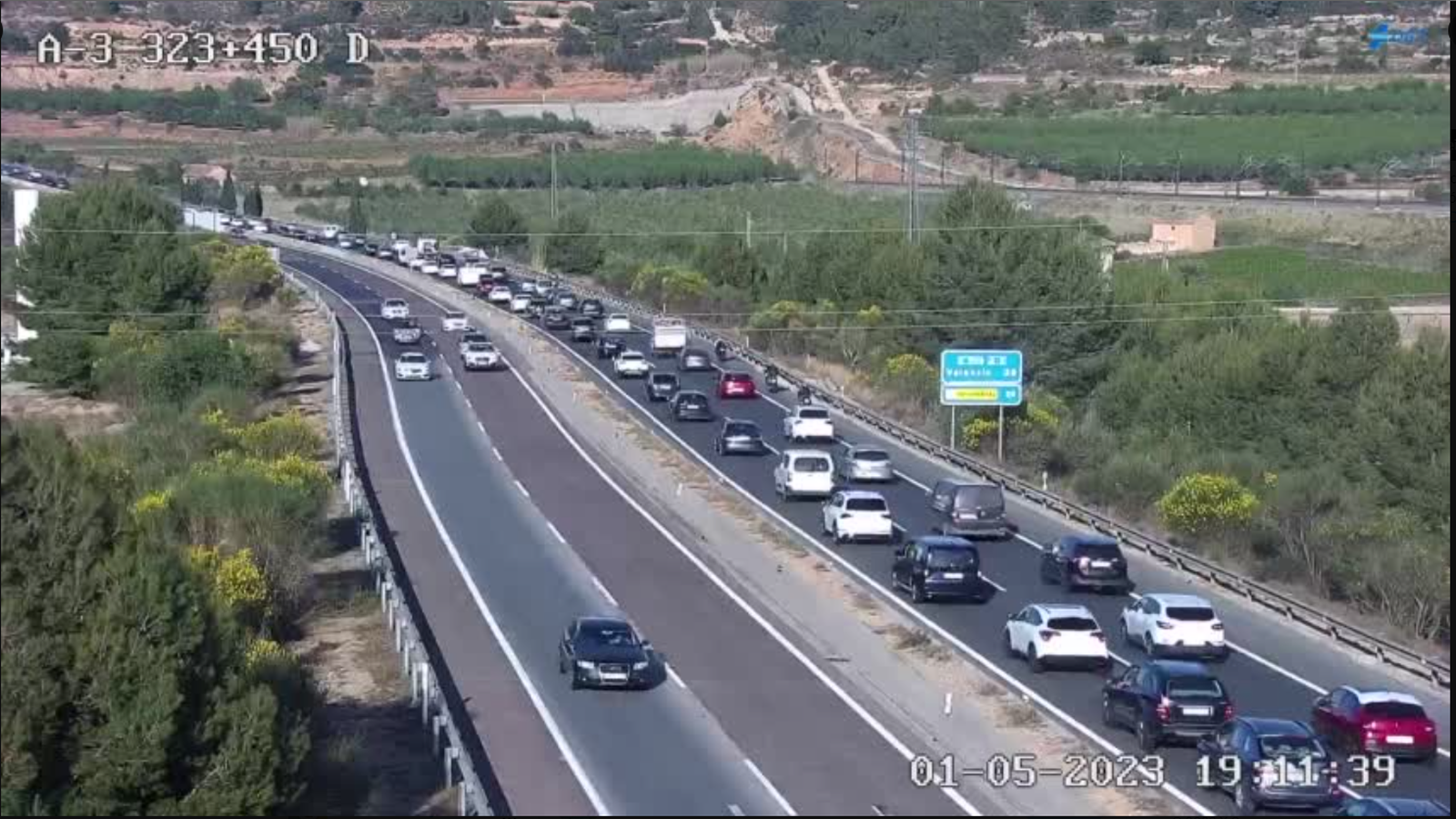 Imatge de les retencions el primer de maig a la Comunitat Valenciana