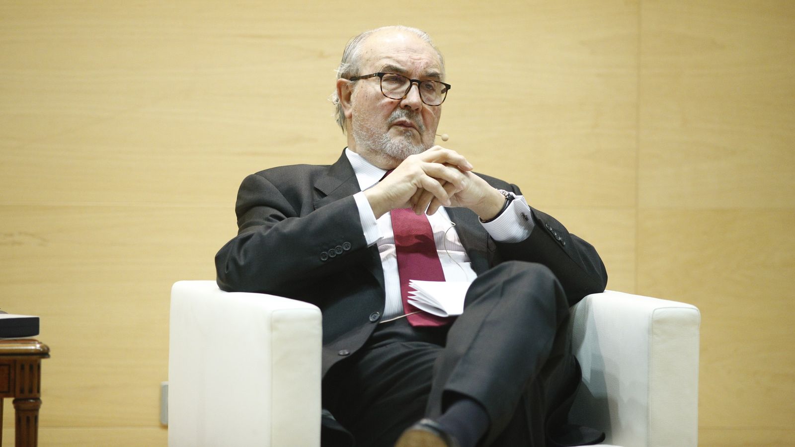 Pedro Solbes, exministre d'economia, durant un acte commemoratiu
