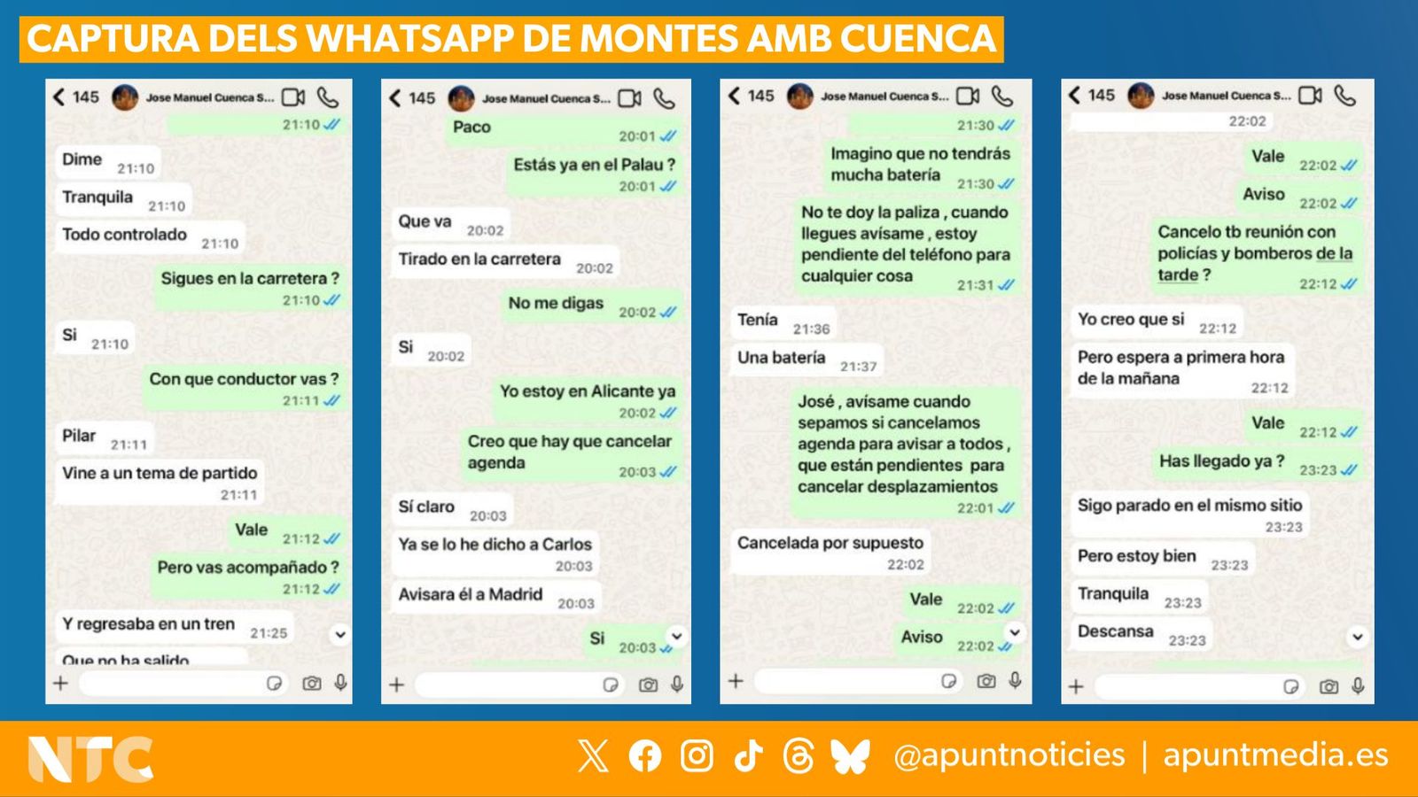 Captura dels WhatsApp de Montes amb Cuenca