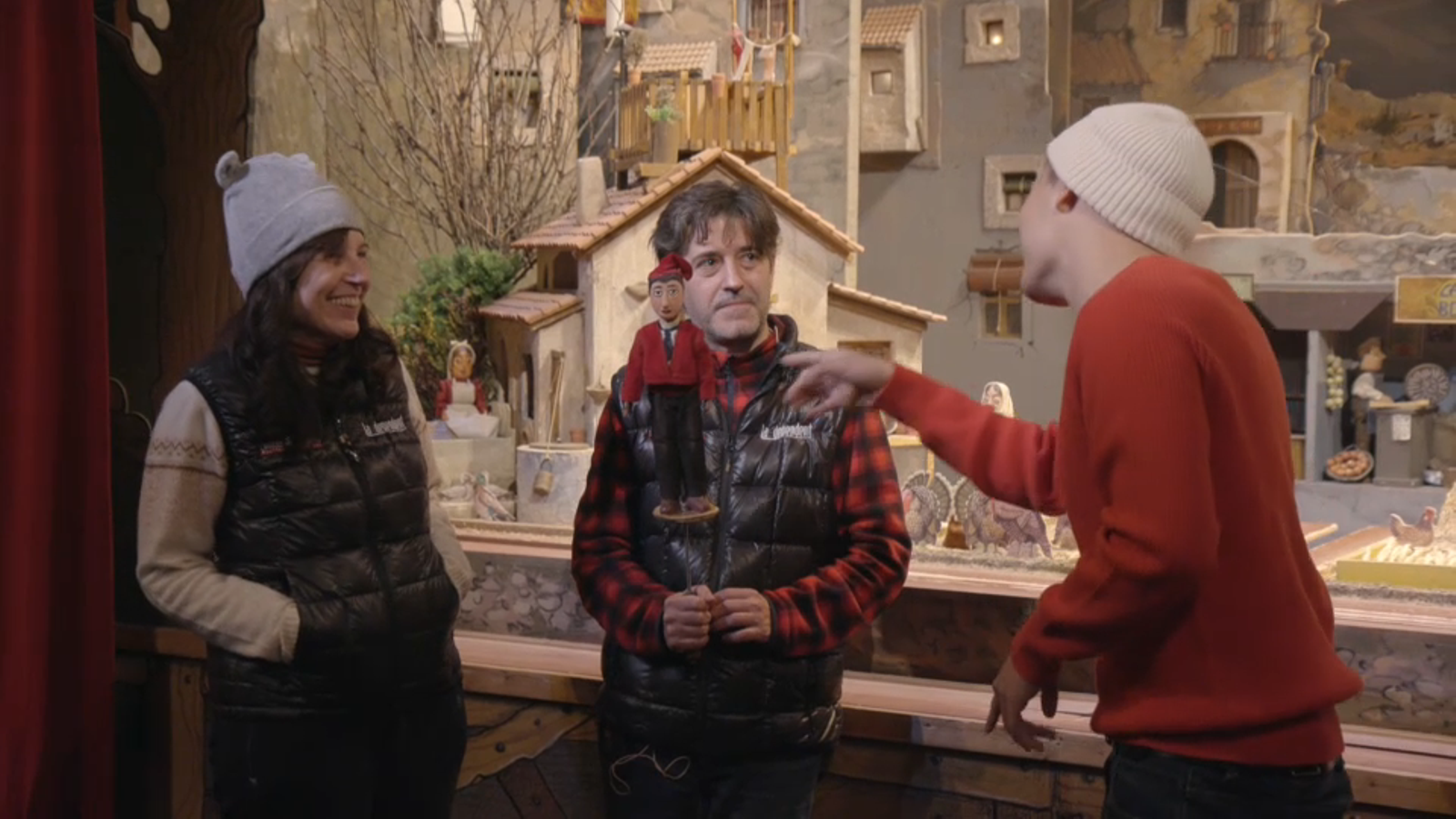 Amb els professionals actors de La Dependent, del betlem de Tirisiti