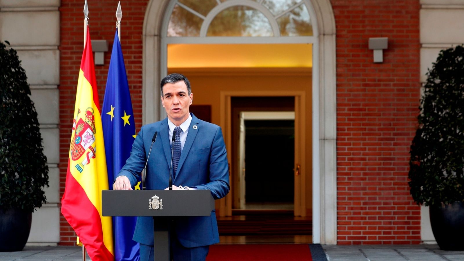 Pedro Sánchez en la compareixença d'aquest divendres