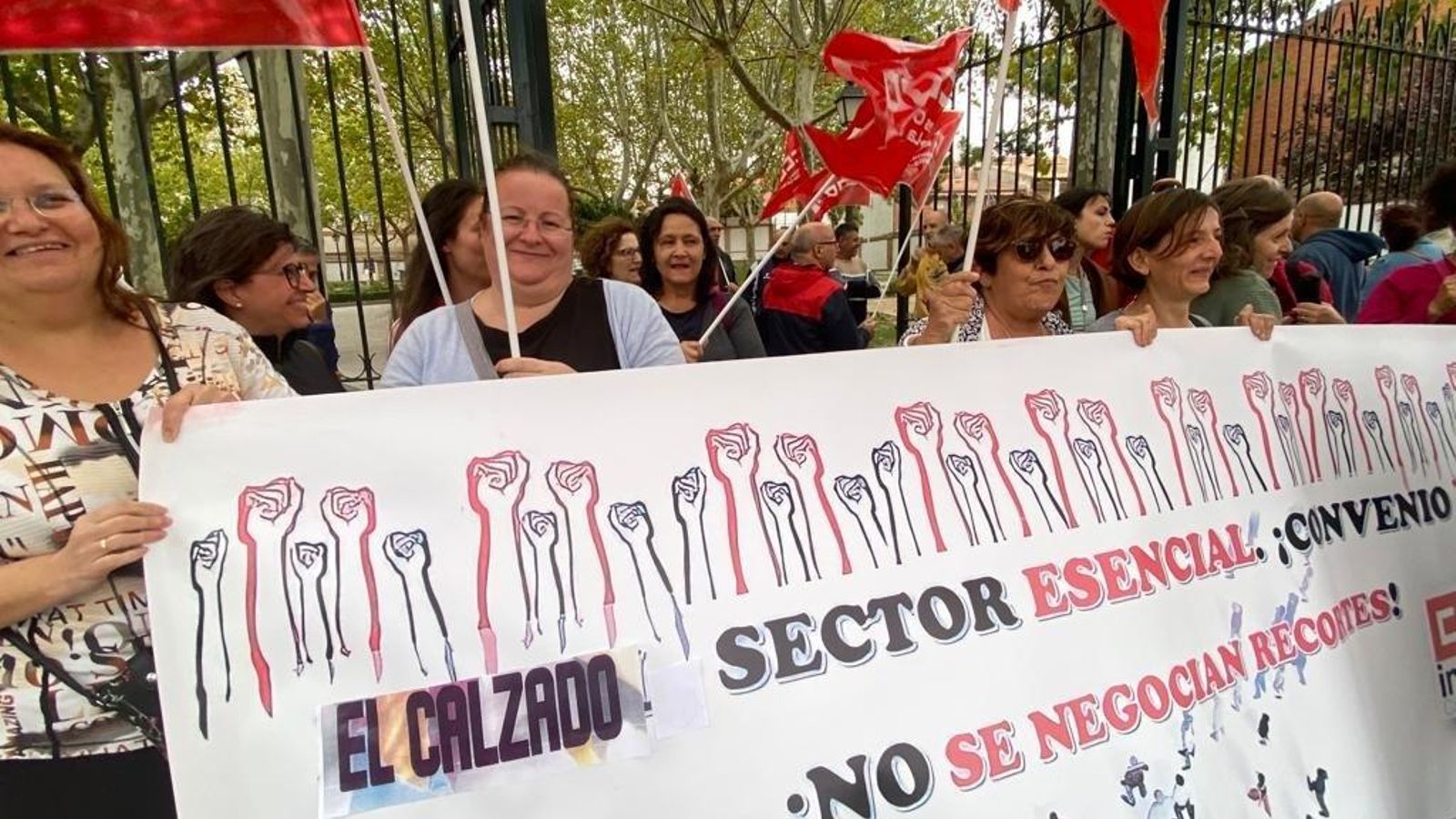 Manifestació dels treballadors del sector del calçat a Fuensalida (Toledo)