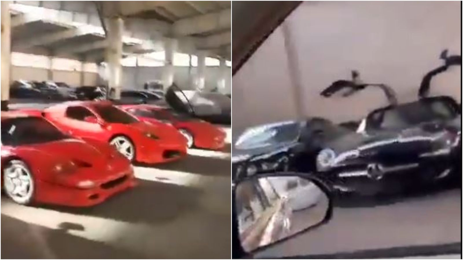 Captures del vídeo gravat per insurgents a l'hangar de vehicles de luxe atribuït a Bachar al Asad