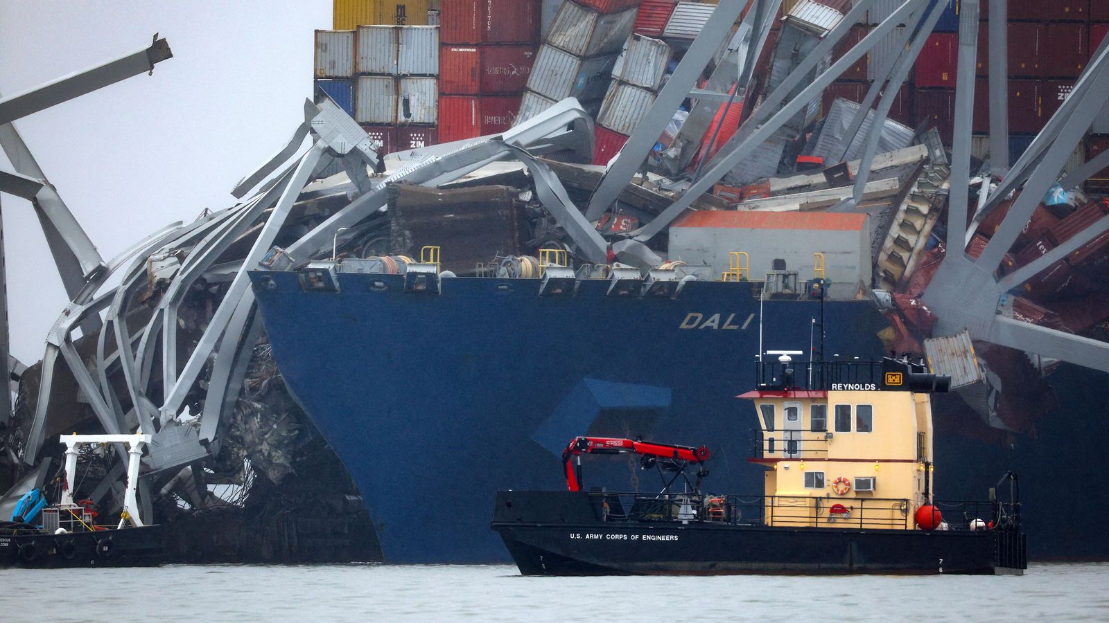 El vaixell Dali, estavellat contra el pont de Baltimore aquest dimecres