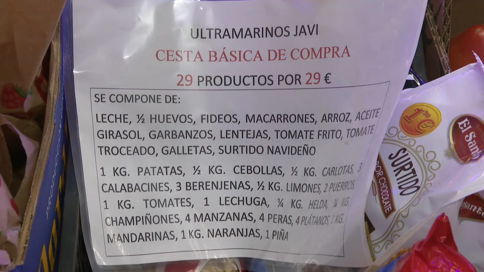 Llistat de productes que conté la cistella de la compra a 29 euros