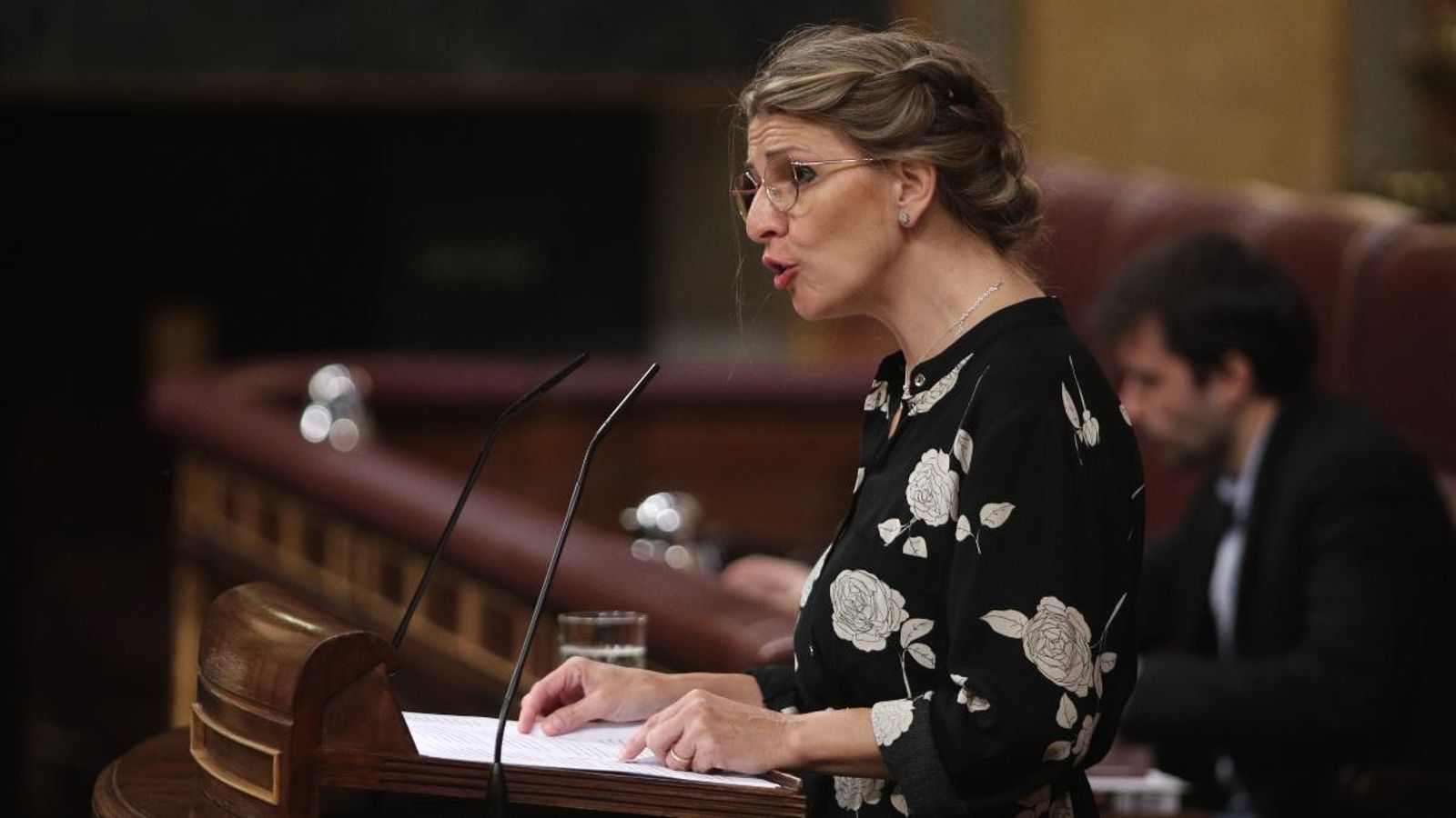 La ministra de Treball, Yolanda Díaz, durant la intervenció en el ple del Congrés