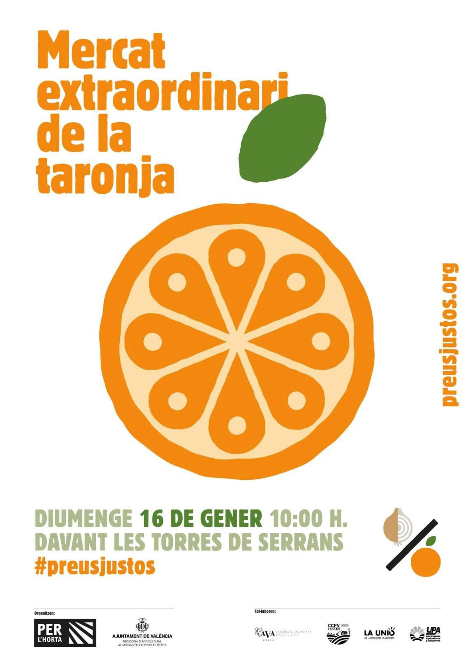 Cartell promocional del mercat extraordinari de la taronja a les Torres dels Serrans