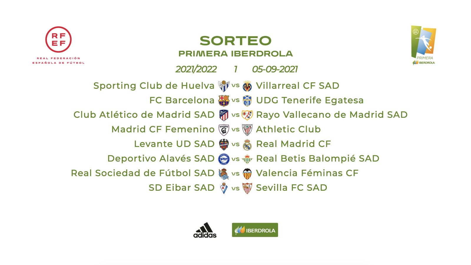 Així serà la primera jornada de la lliga Primera Iberdrola