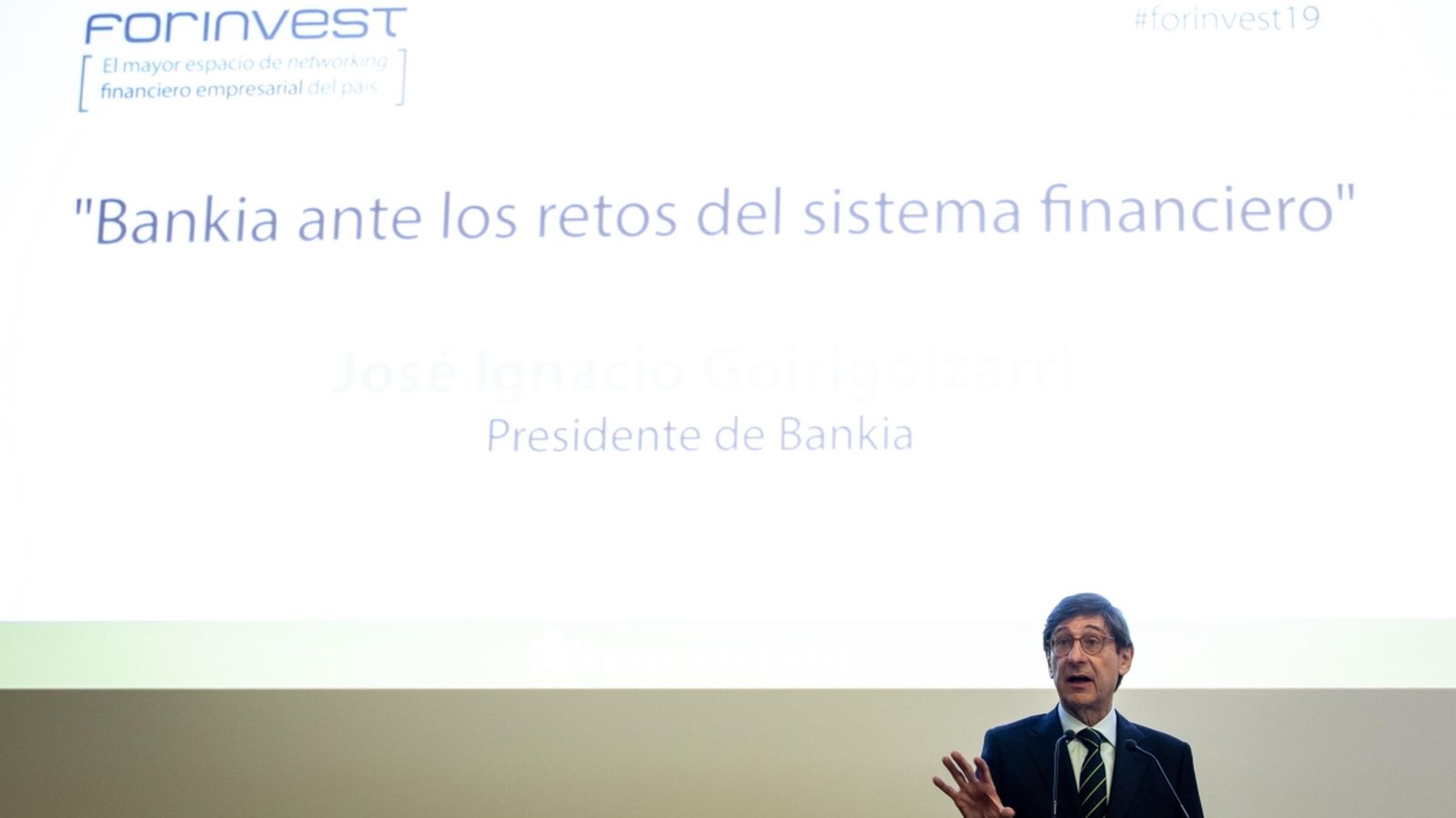 José Ignacio Goirigolzarri, en una conferència en la primera jornada del fòrum Forinvest, a Fira València