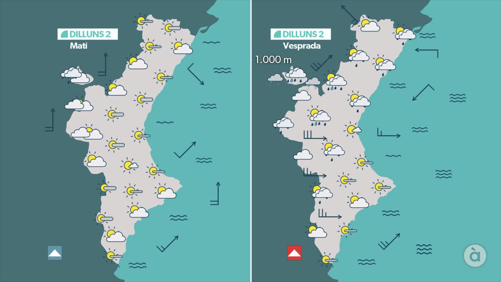 Oratge previst per a este dilluns