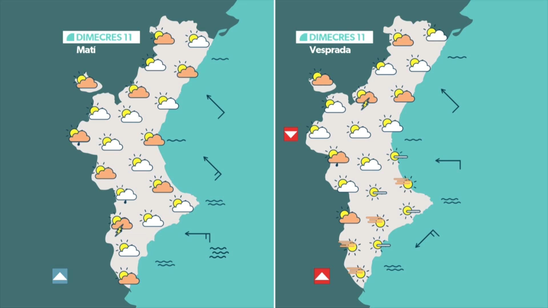 La previsió per a este dimecres, 11 de juny La previsió per a este dimecres 11 de juny