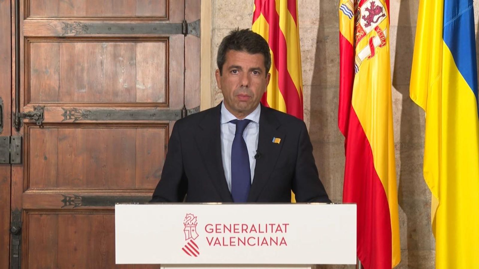 Declaració institucional del president de la Generalitat, Carlos Mazón, des del Palau de la Generalitat