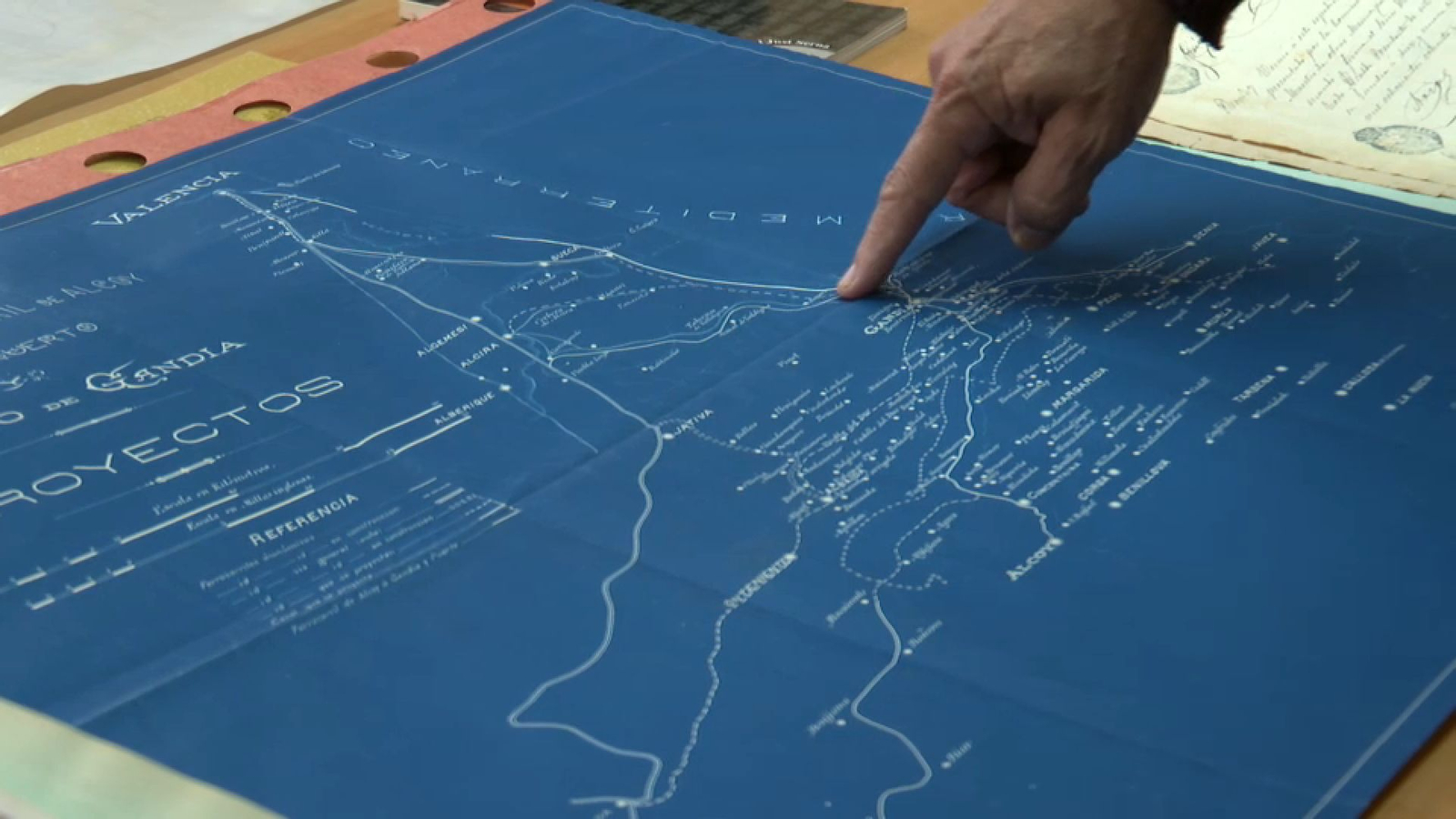 Mapa de les connexions ferroviàries de Carcaixent-Gandia-Dénia (Arxiu de l'Ajuntament de Gandia)
