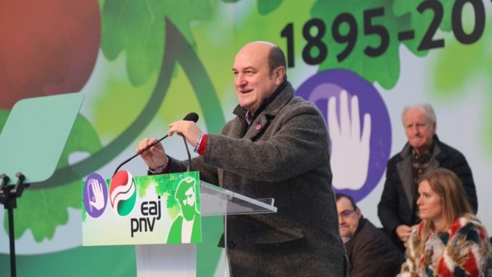 El president del PNB, Andoni Ortuzar, en un acte aquest matí