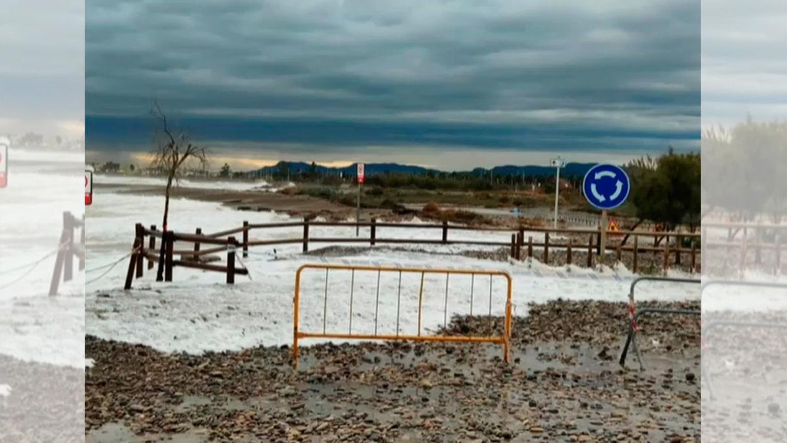 Zona negada després del temporal de pluges d’aquest dimecres a Moncofa