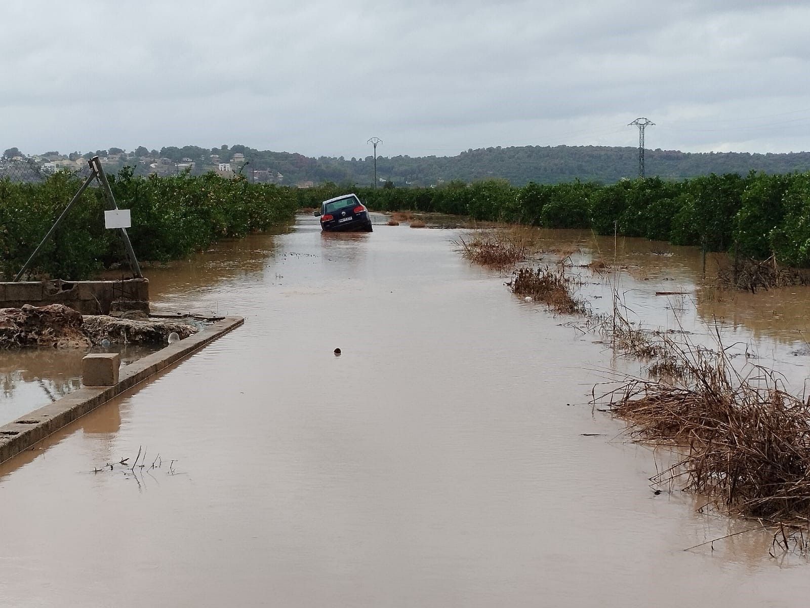 Un vehicle atrapat en un camí pròxim a Tous