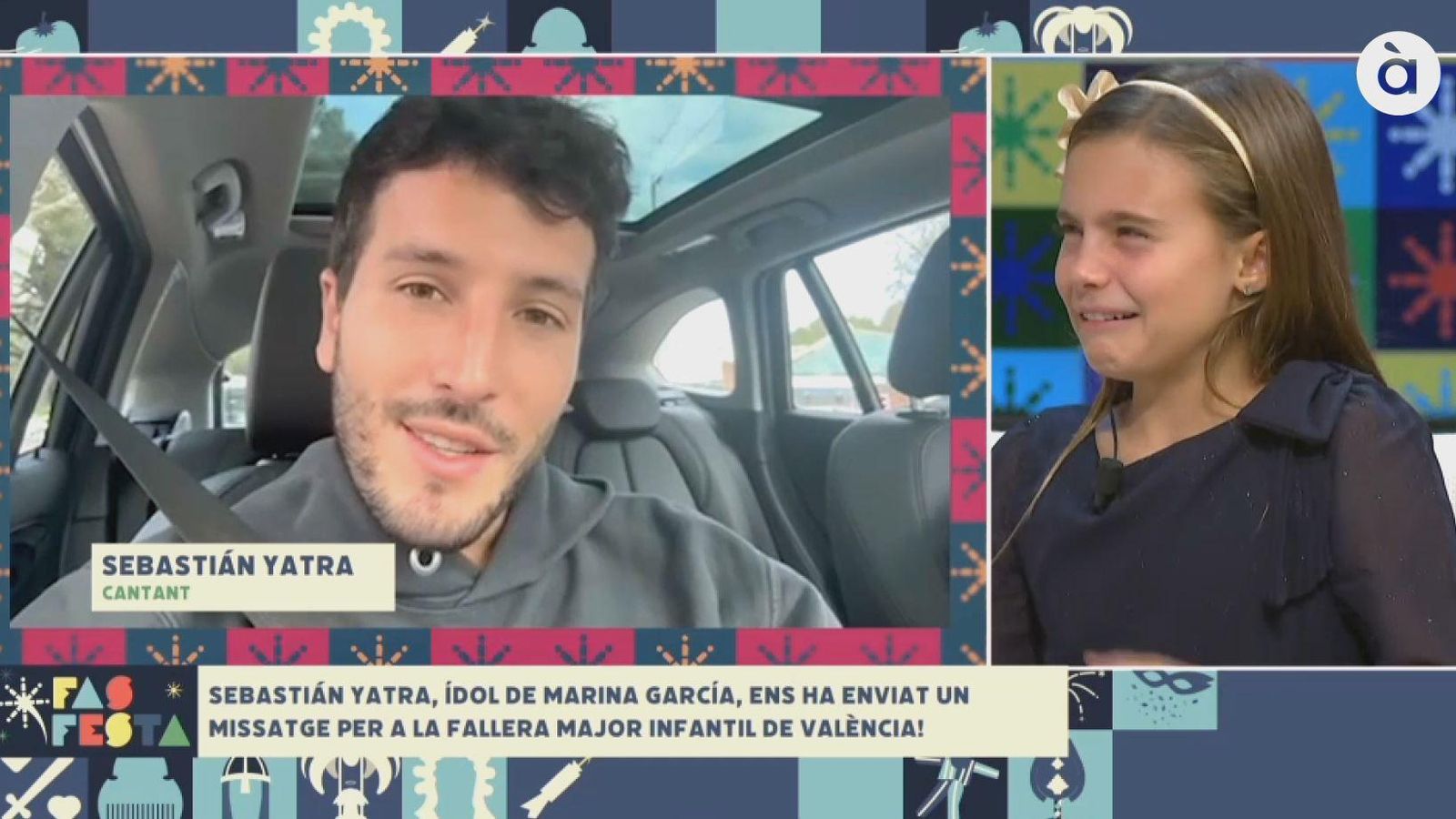 La fallera major infantil s'emociona en veure el seu ídol, Sebastian Yatra