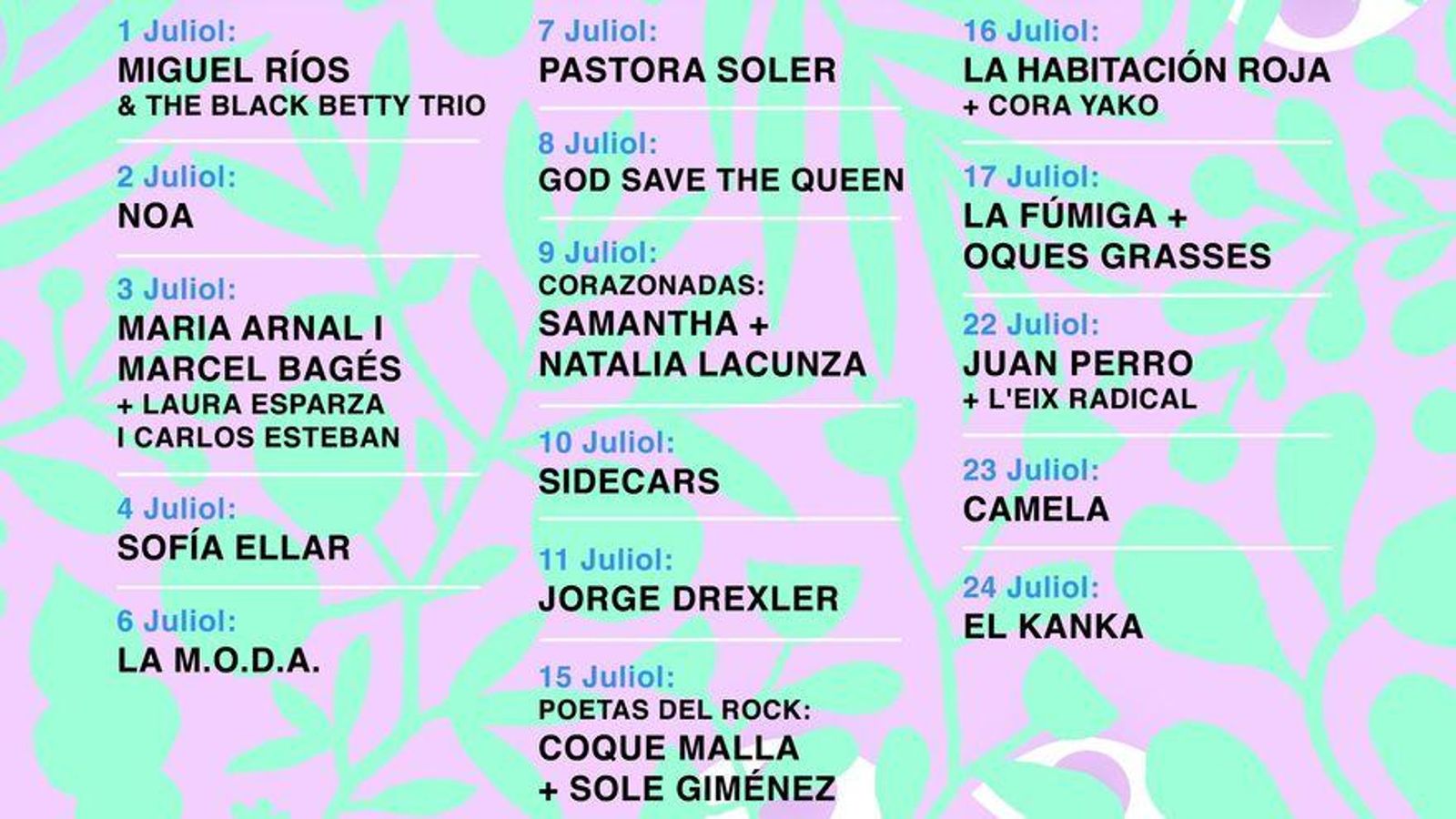 Cartell amb la programació de juliol 2021